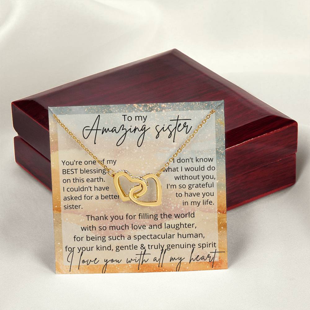 Sister Love Necklace Birthday Interlocking Hearts Necklace