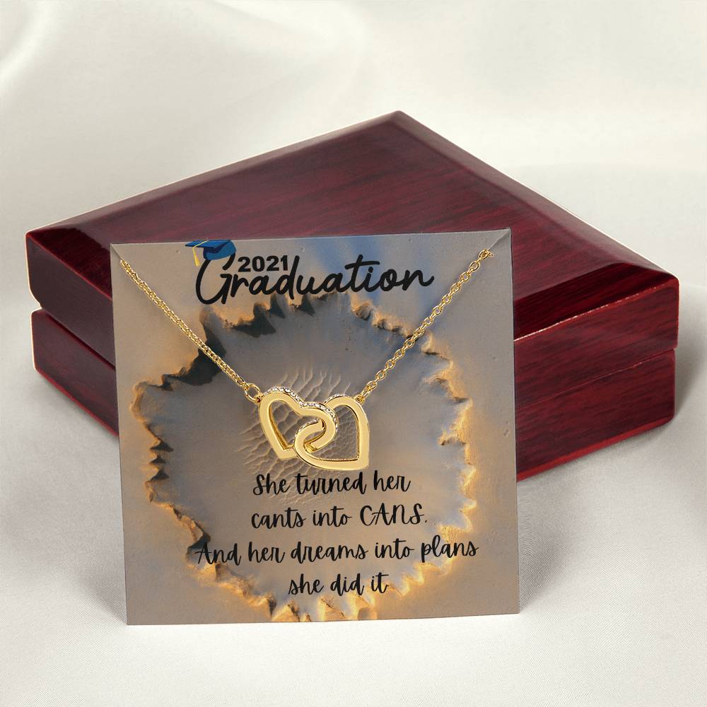 2021 Graduation Sister Interlocking Hearts Necklace