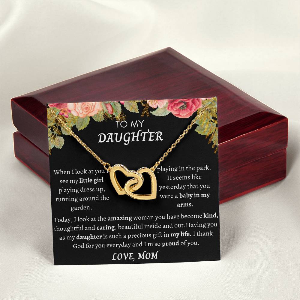 To My Daughter Interlocking Hearts Necklace