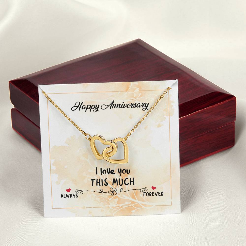 Happy Anniversary - Forever Love Double Love Silver Necklace For Wife Husband Girlfriend Boyfriend Significant Other So. Interlocking Hearts Necklace
