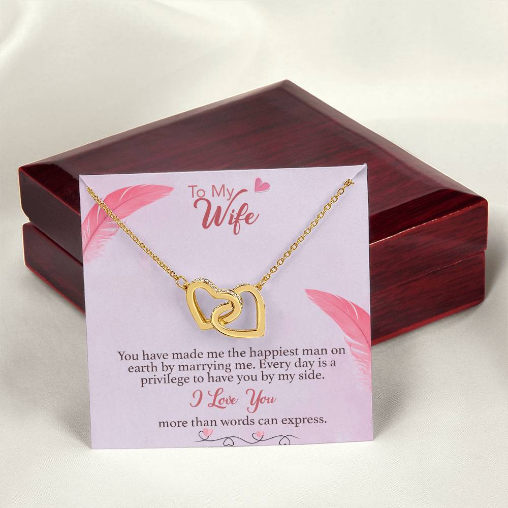 To Wife Interlocking Hearts Necklace