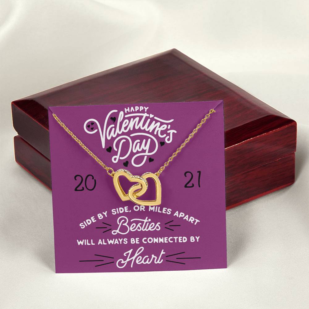 Besties Will Always Be Connected By Heart Interlocking Hearts Necklace