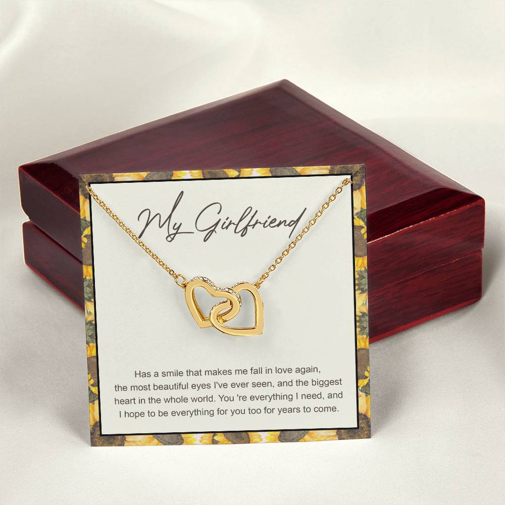 My Girlfriend Interlocking Hearts Necklace Message Card