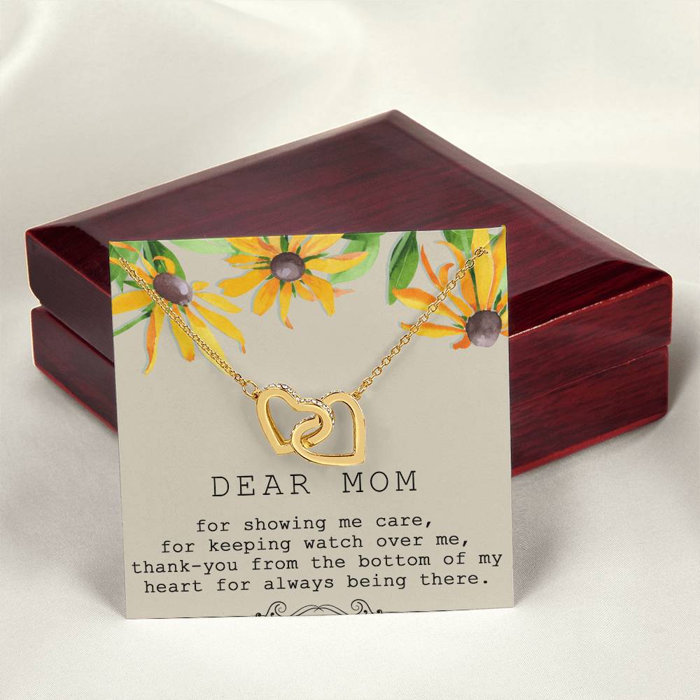 Dear Mom Interlocking Hearts Necklace Message Card