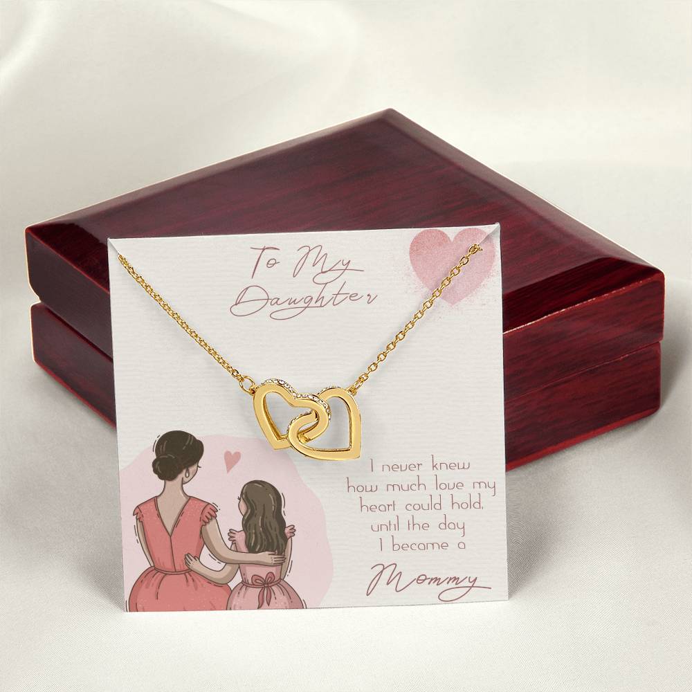 To My Daughter - 2 Interlocking Hearts Necklace