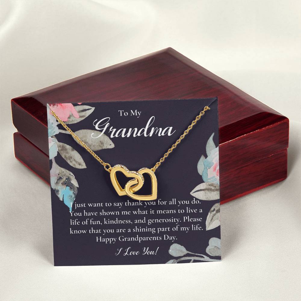 Gift For Grandma Necklace Grandmother Birthday Gift From Granddaughtergrandson To My Grandma Necklace Gift Grandmother Gift Grandparents Day Gift Interlocking Hearts Necklace