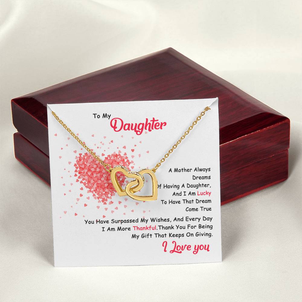 My Daughter - I Am Lucky To Have You Interlocking Hearts Necklace