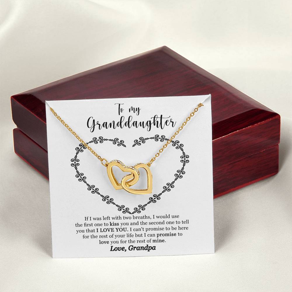 To My Granddaughter - I Promise To Love You For The Rest Of My Life Interlocking Hearts Necklace