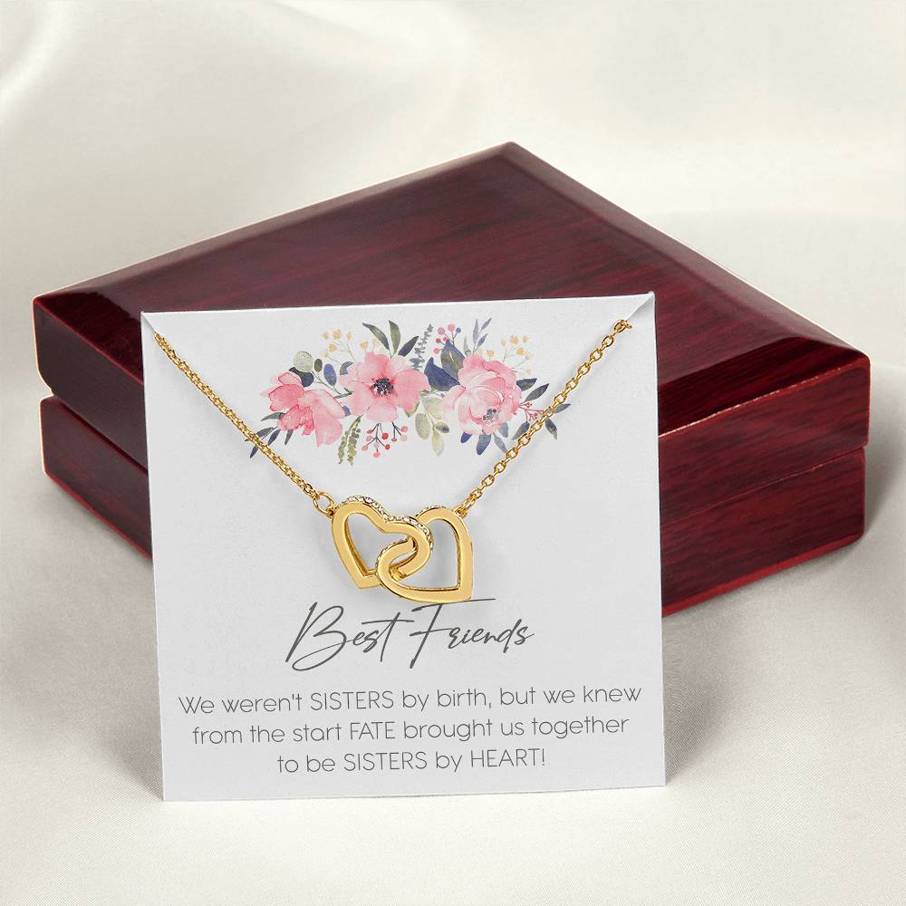 Best Friends Sister Interlocking Hearts Necklace Birthday Message Card Gift