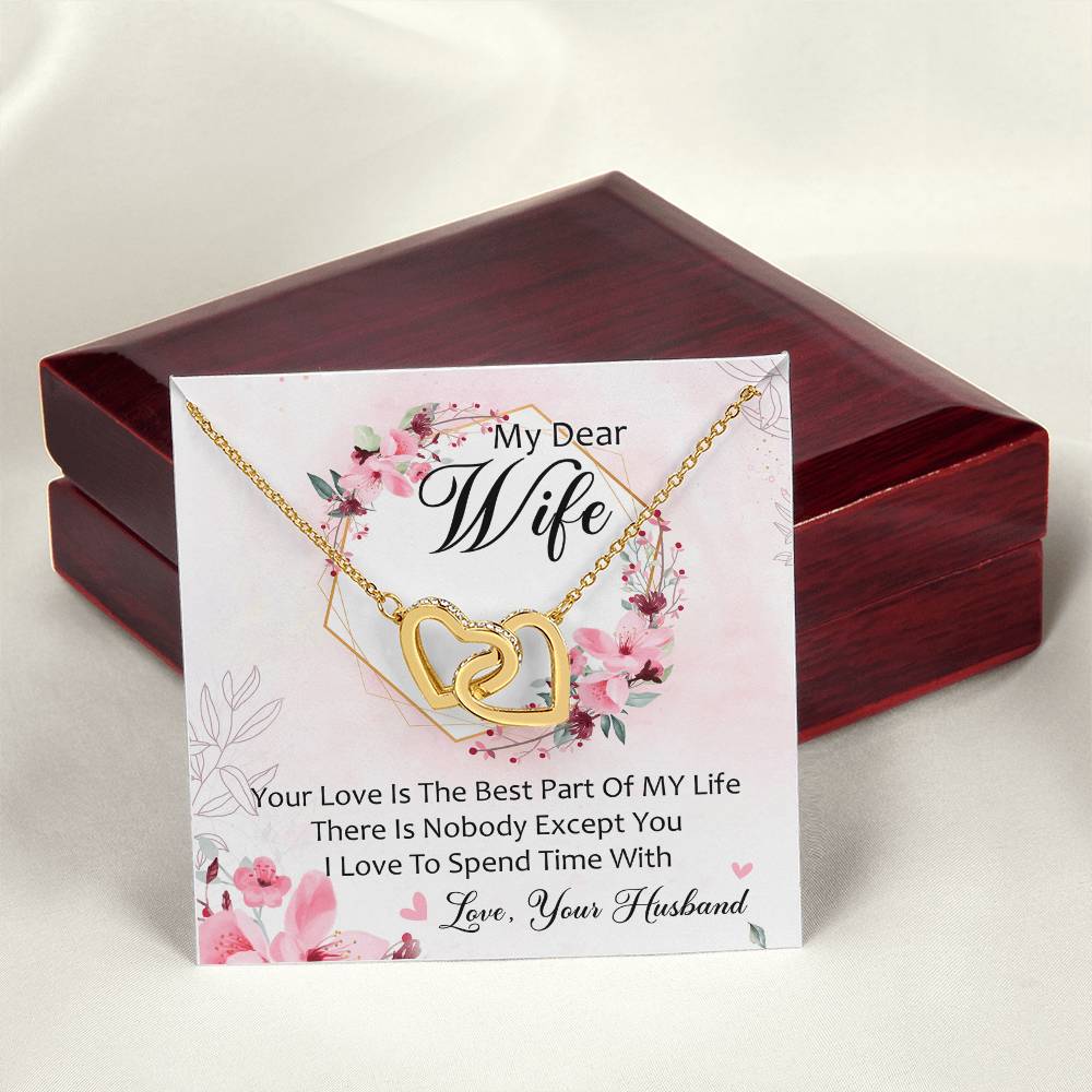 My Dear Wife I Love To Spend Time With You Interlocking Hearts Necklace