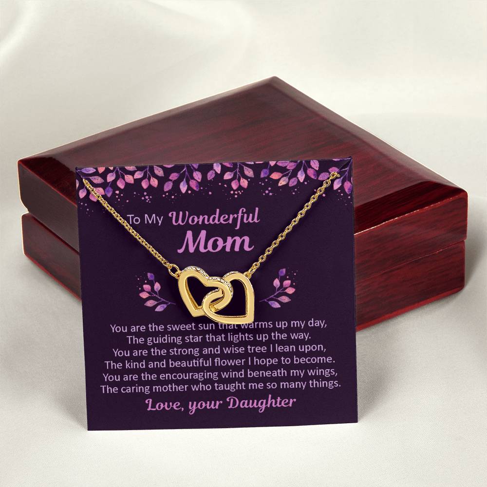 To My Mom - You Are The Sweet Sun - Necklace Interlocking Hearts Necklace
