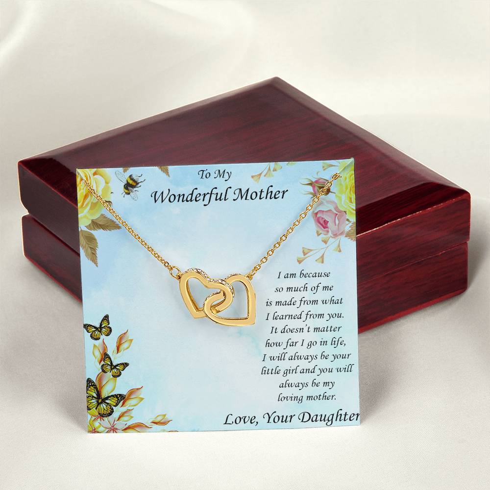 Beautiful Gold And Silver Interlocking Hearts Necklace Gift For Mother From Daughter