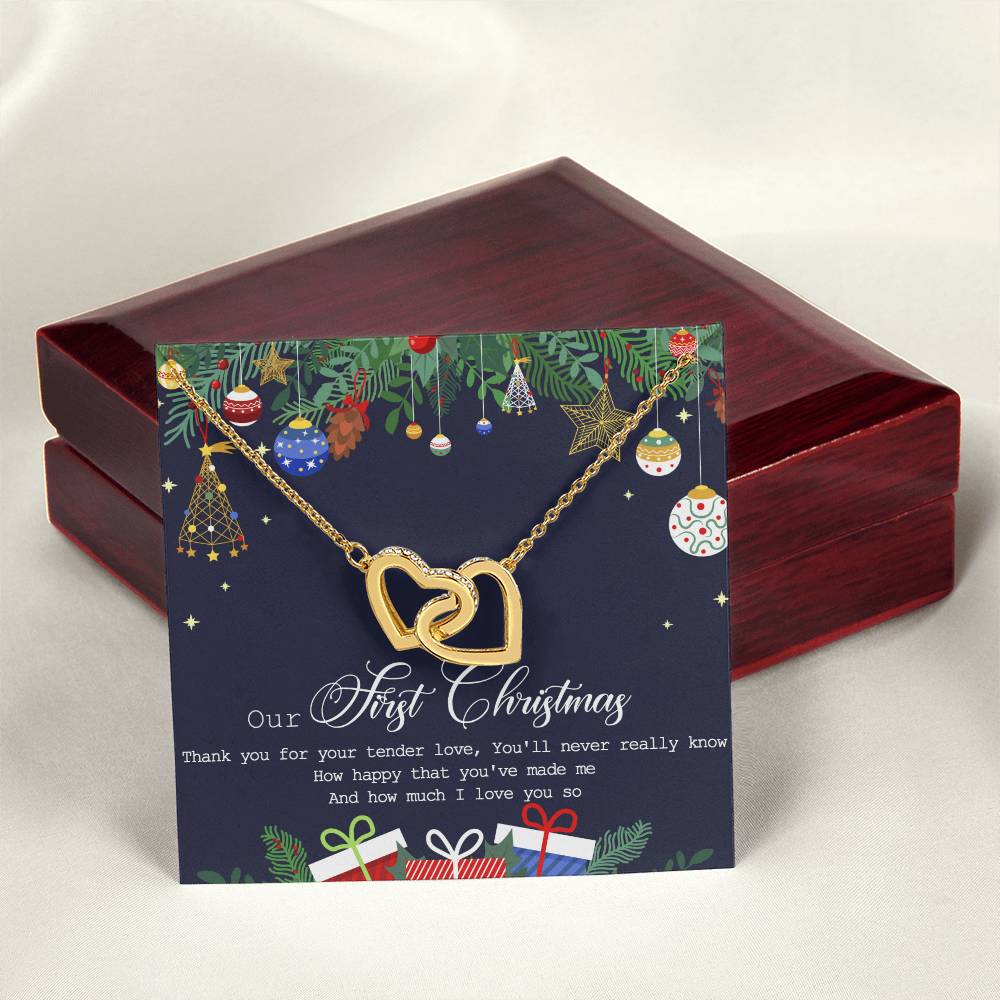 Our First Christmas Interlocking Hearts Necklace Message Card