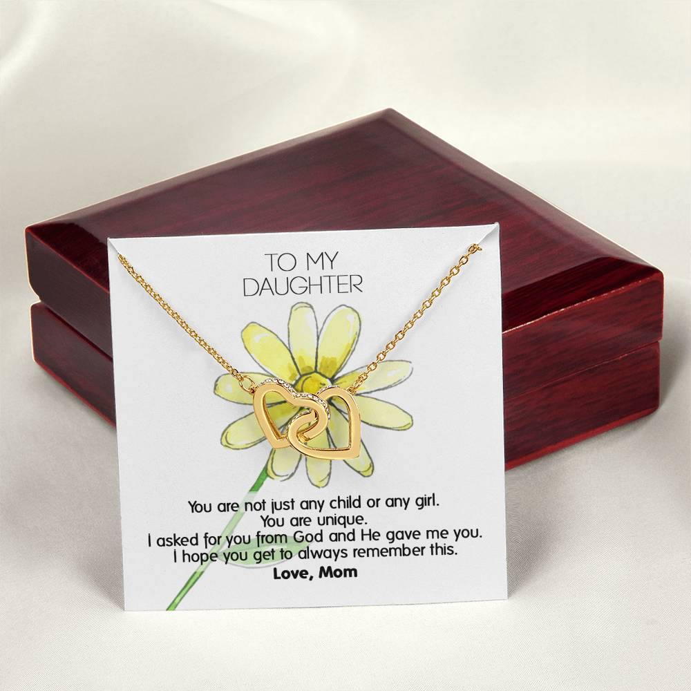 God Gave Me You My Daughter - Unique Gift Necklace Interlocking Hearts Necklace