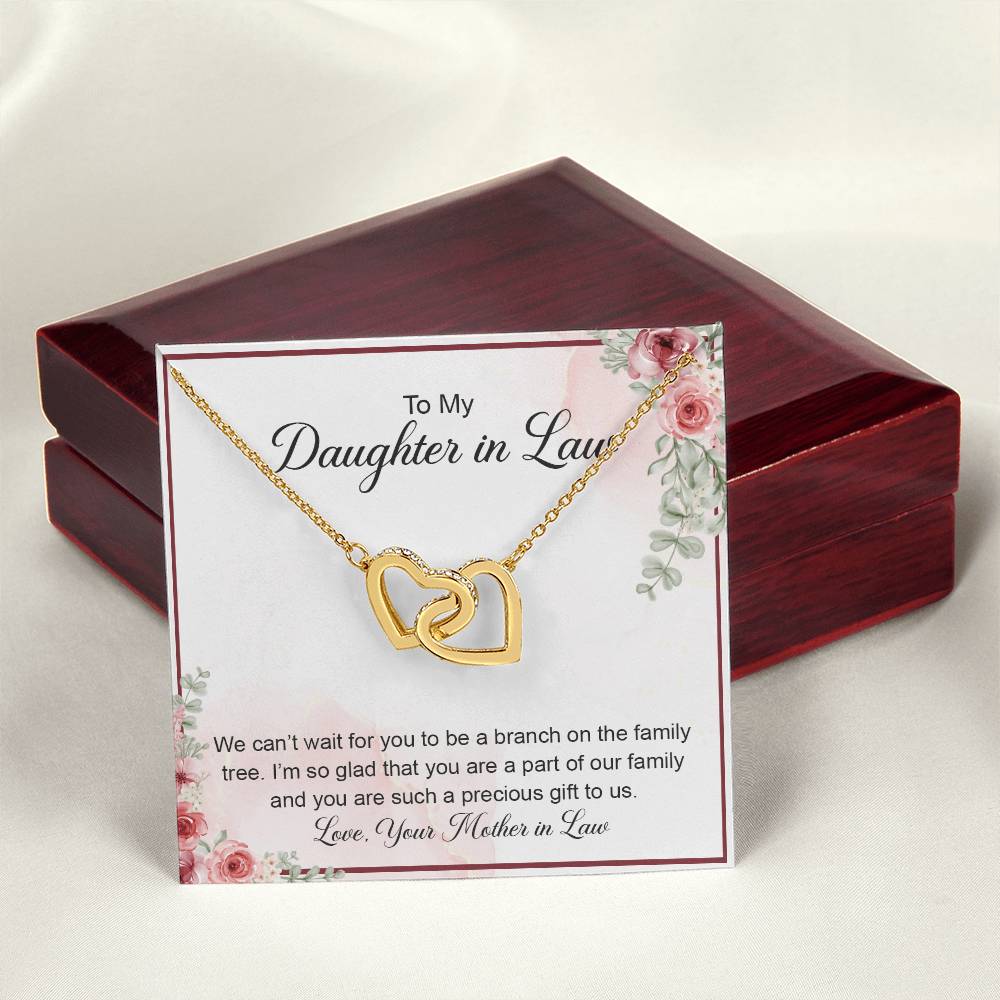 To My Crazy Daughter In Law - Mother Love For Daughter - Forever Relation Interlocking Hearts Necklace