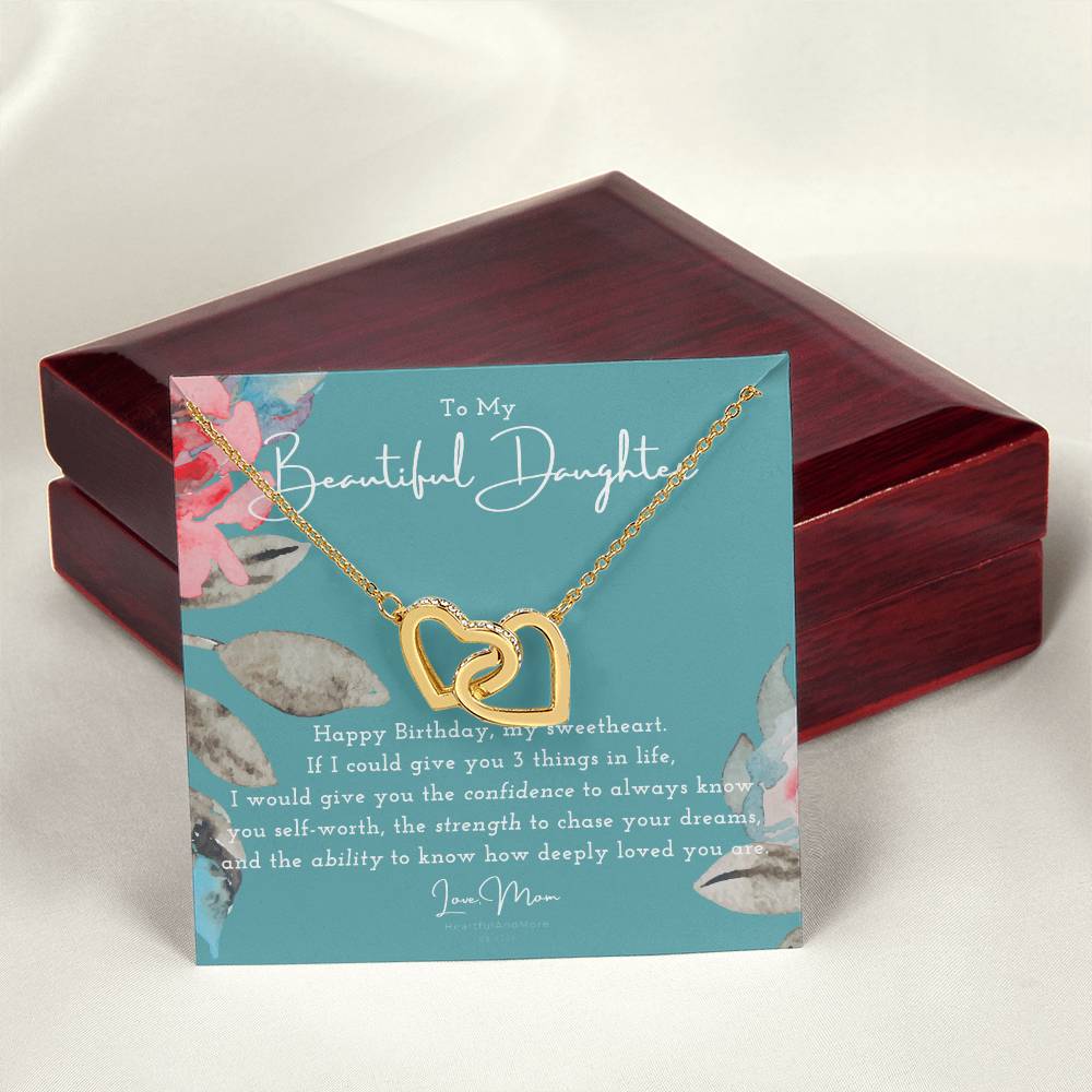 To My Daughter Daughter Necklace Anniversary Gift For Daughter Daughter Gift Gift For Daughter Birthday Gift Daughter Birthday Necklace Gift With Message Card Interlocking Hearts Necklace