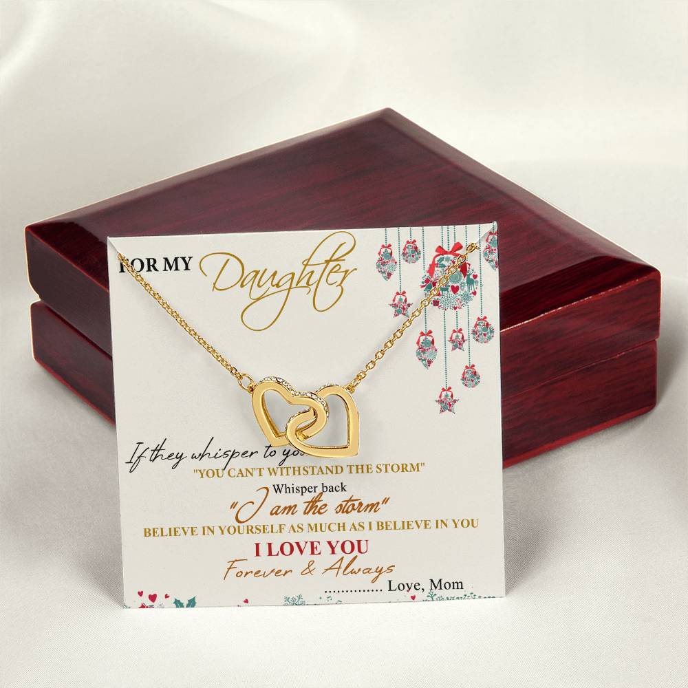For My Daughter Interlocking Hearts Necklace Message Card