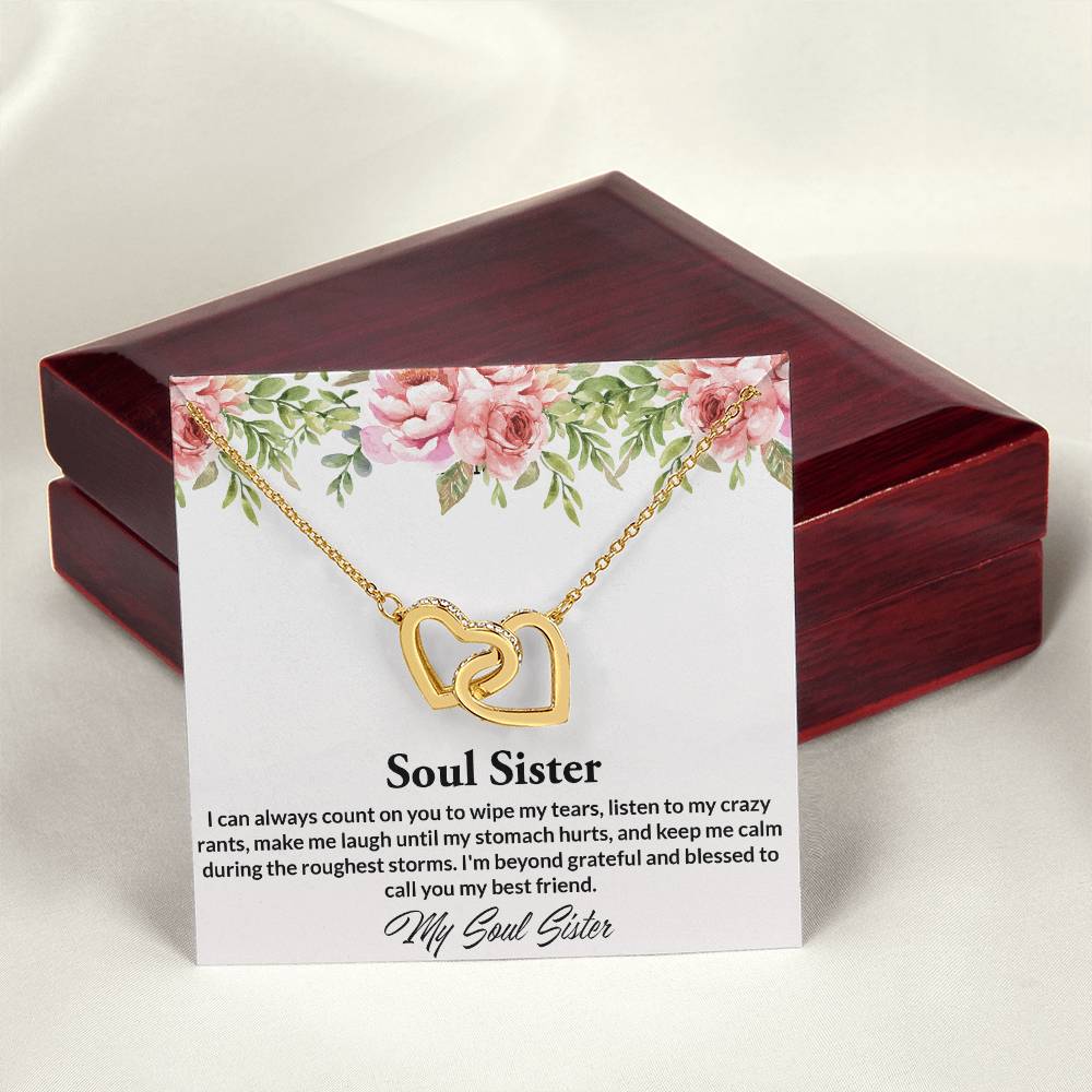 Soul Sisters Necklace Bff Necklace Best Friend Gift Jewelry Interlocking Hearts Necklace