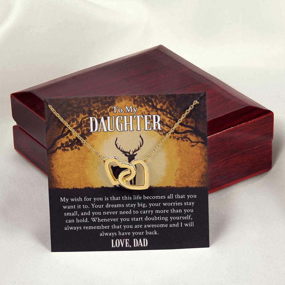 My Daughter - I Will Always Have Your Back Interlocking Hearts Necklace