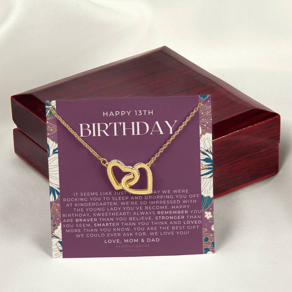 Gift For 13 Year Old Girl Gifts 13Th Birthday Girl 13Th Birthday Gift Thirteenth Birthday Necklace Teen Birthday Gift Official Teenager Interlocking Hearts Necklace