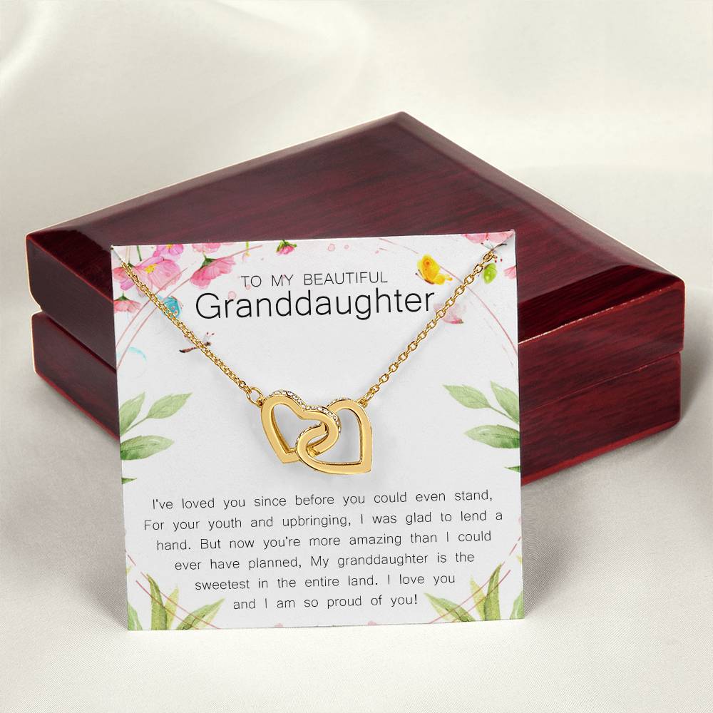 To My Beautiful Granddaughter Interlocking Hearts Necklace Message Card