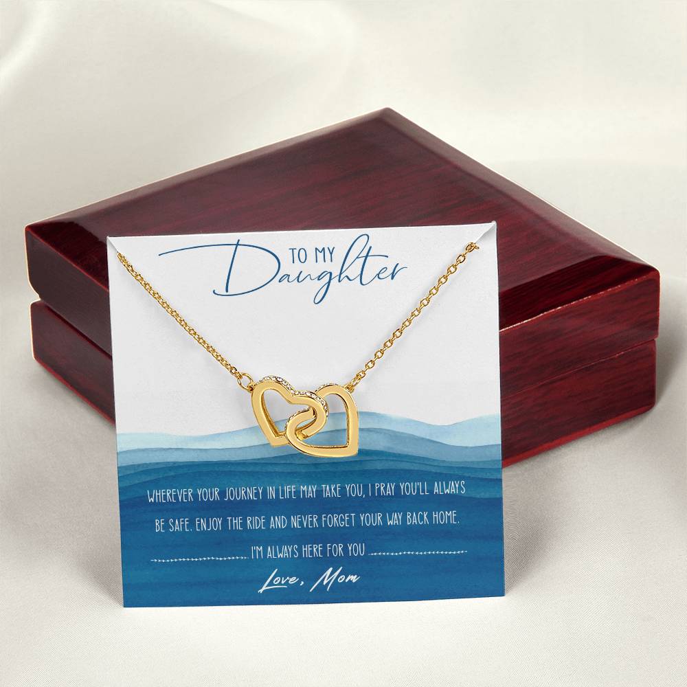 To My Daughter Interlocking Hearts Necklace Message Card