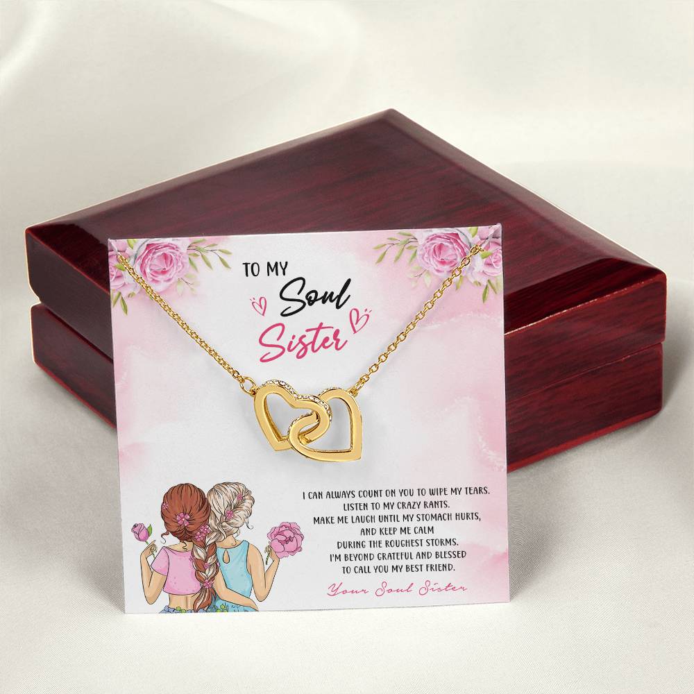 To My Soul Sister Necklace Interlocking Hearts Necklace