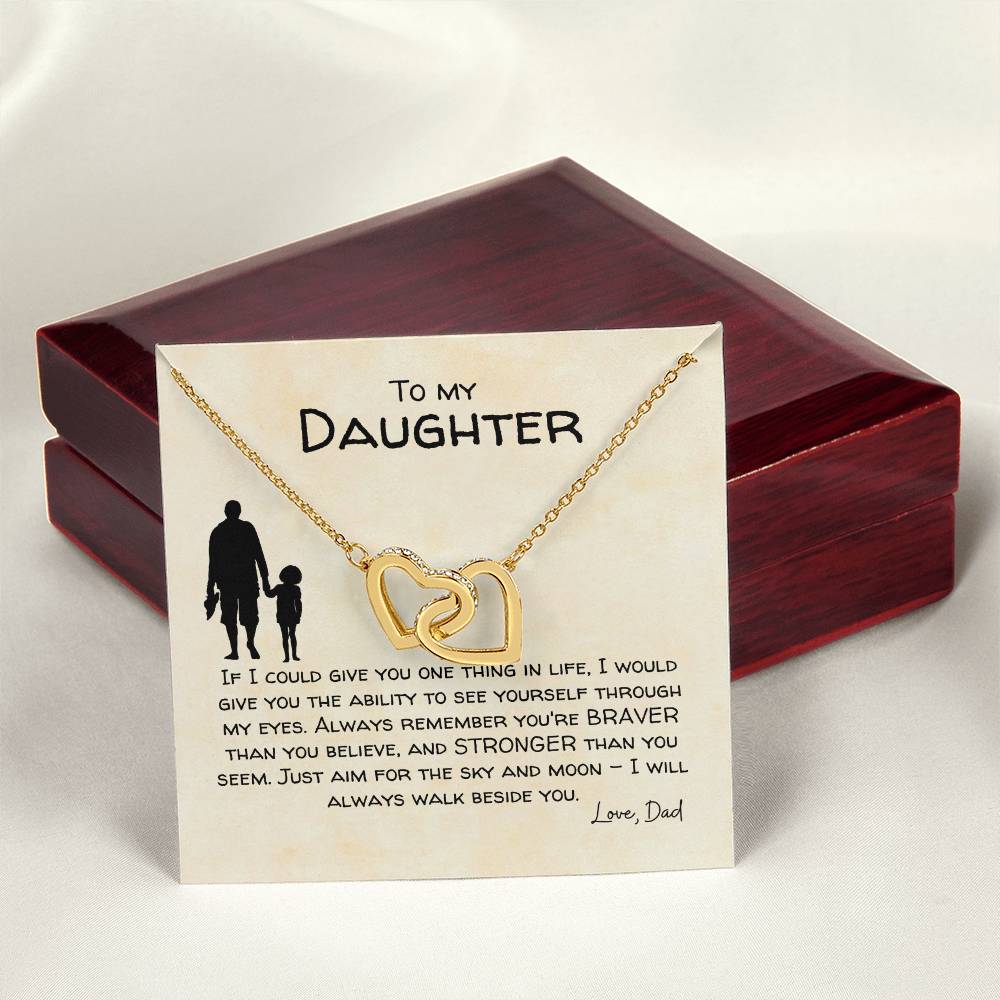 To My Daughter - Always Beside You - Necklace Interlocking Hearts Necklace