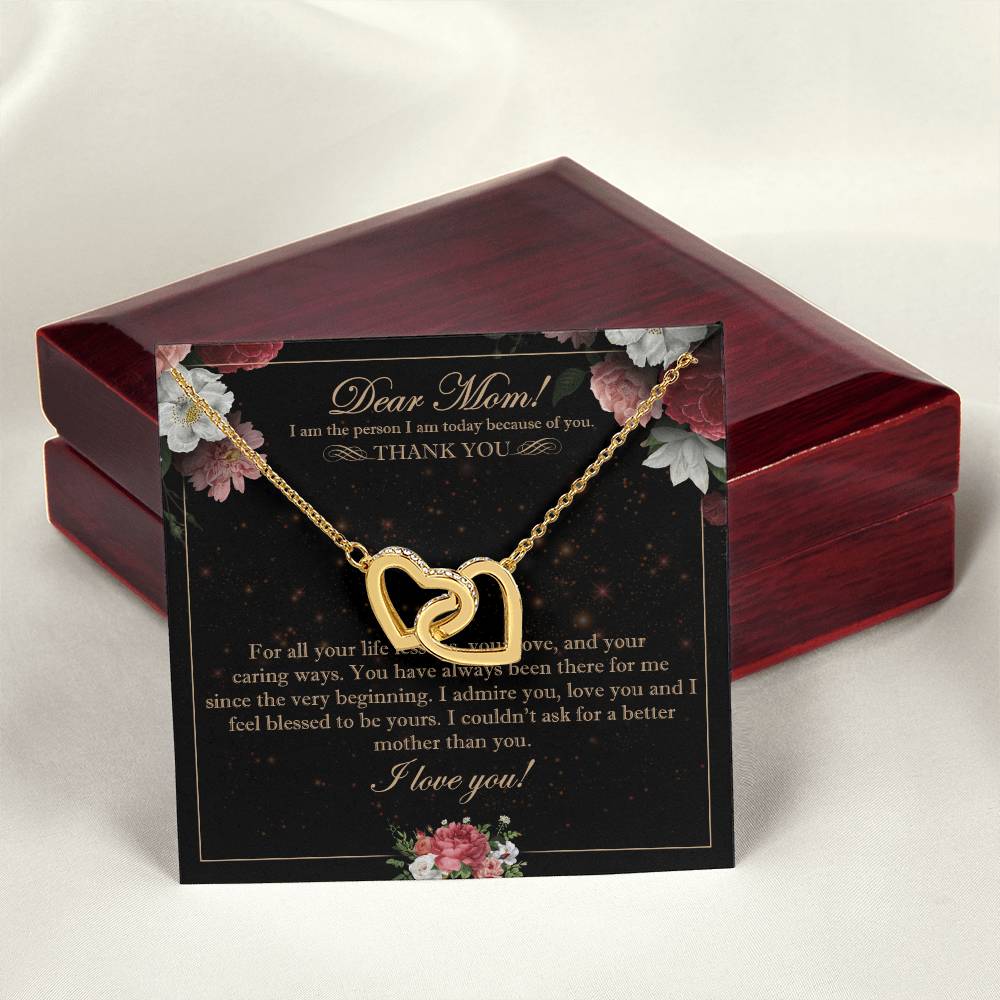Dear Mom Interlocking Hearts Necklace Message Card