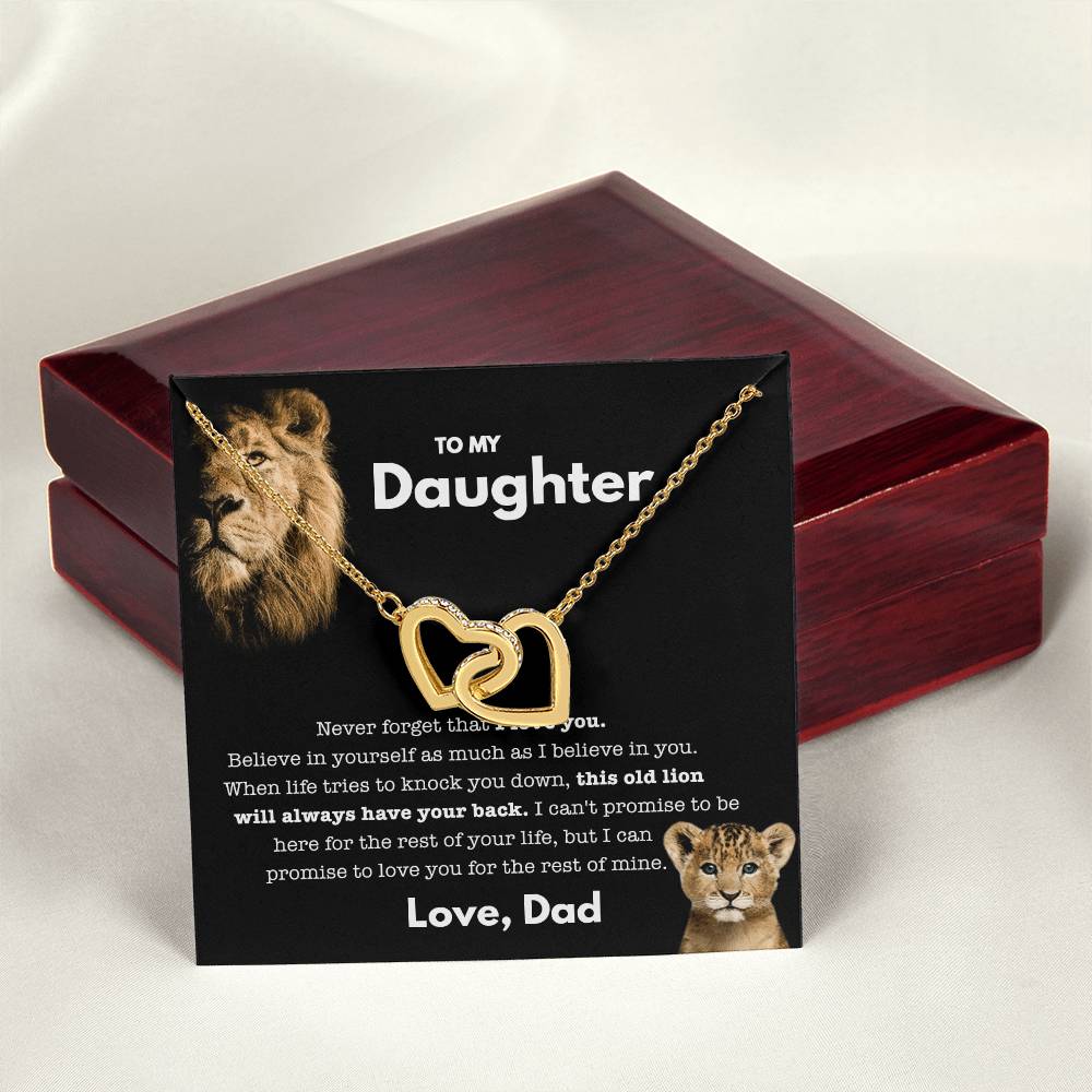 To My Daughter - Old Lion - Necklace Interlocking Hearts Necklace