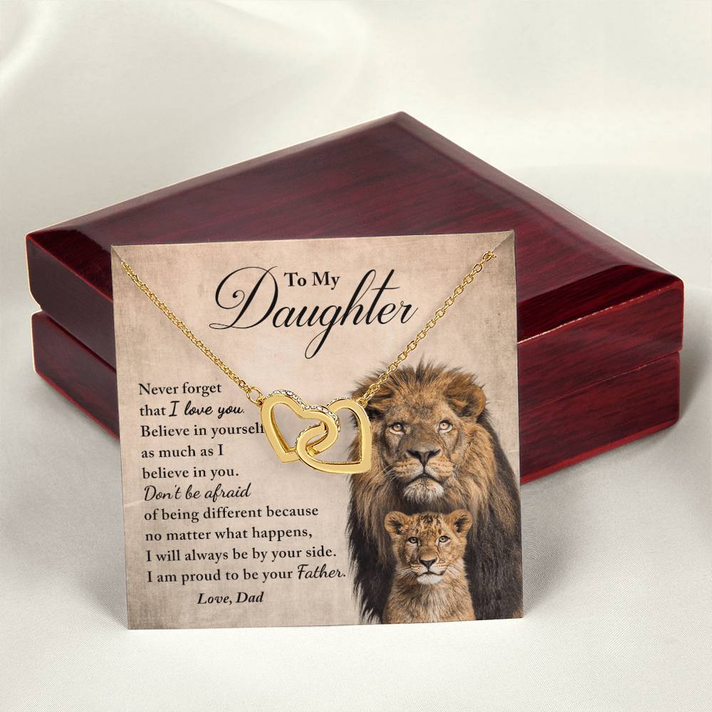 My Daughter - Believe In Yourself - Necklace Interlocking Hearts Necklace