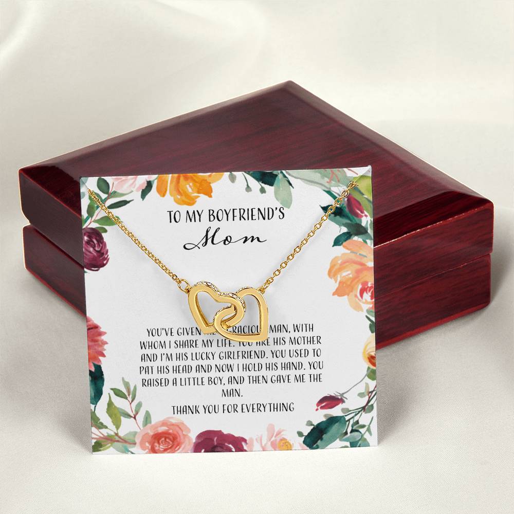 To My Boyfriends Mom - Floral Interlocking Hearts Necklace