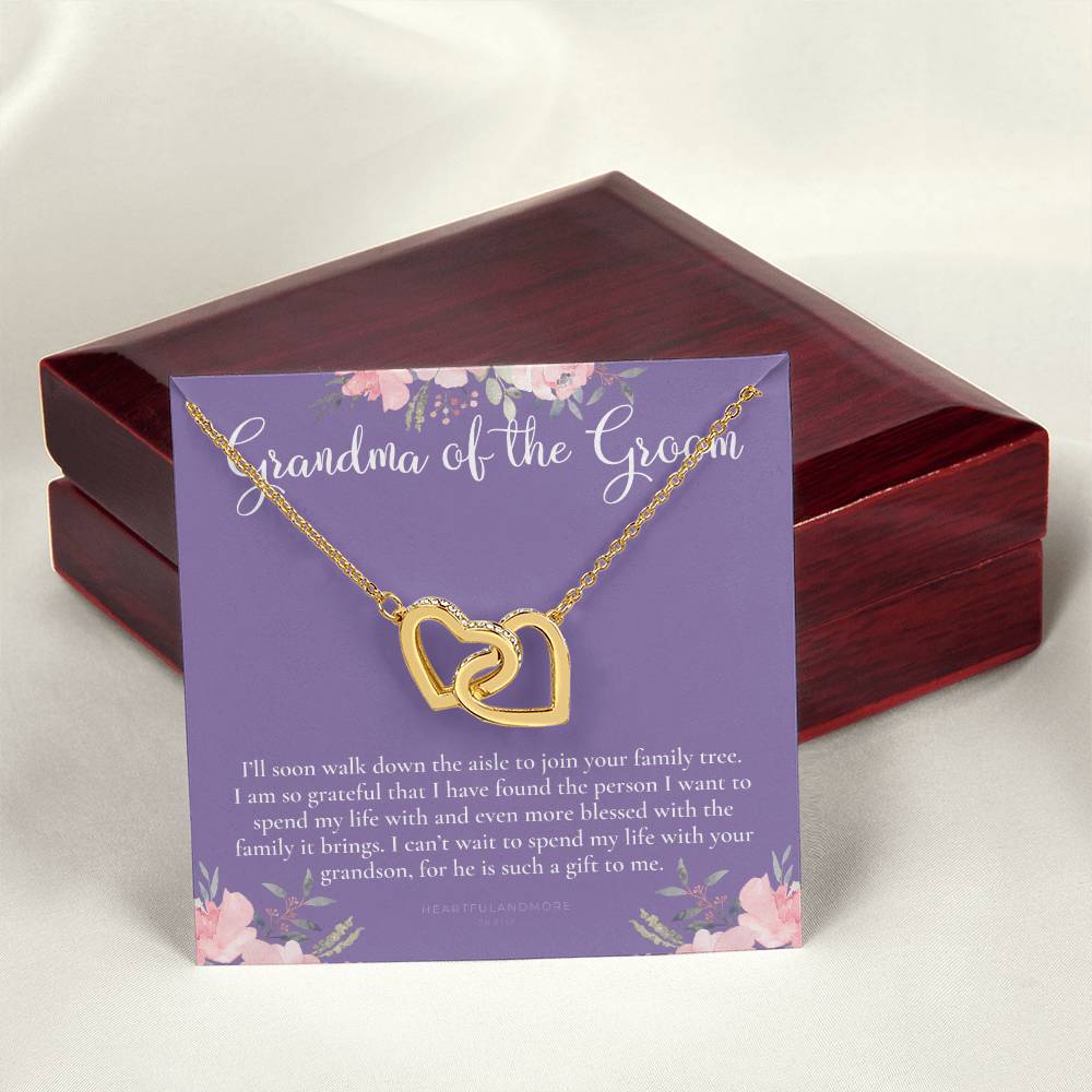 Grandmother Of The Groom Gift Necklace Grandma Wedding Gift Nana Bridal Shower Rehearsal Dinner Thank You Gift Interlocking Hearts Necklace