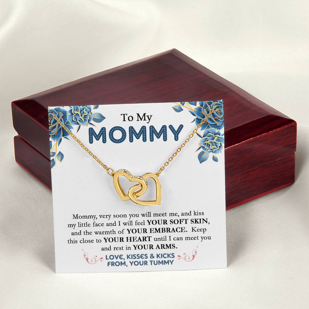 To My Mommy - From Your Tummy - Pregnancy Gift - Mother'S Day Gift - Luxury Necklace Interlocking Hearts Necklace