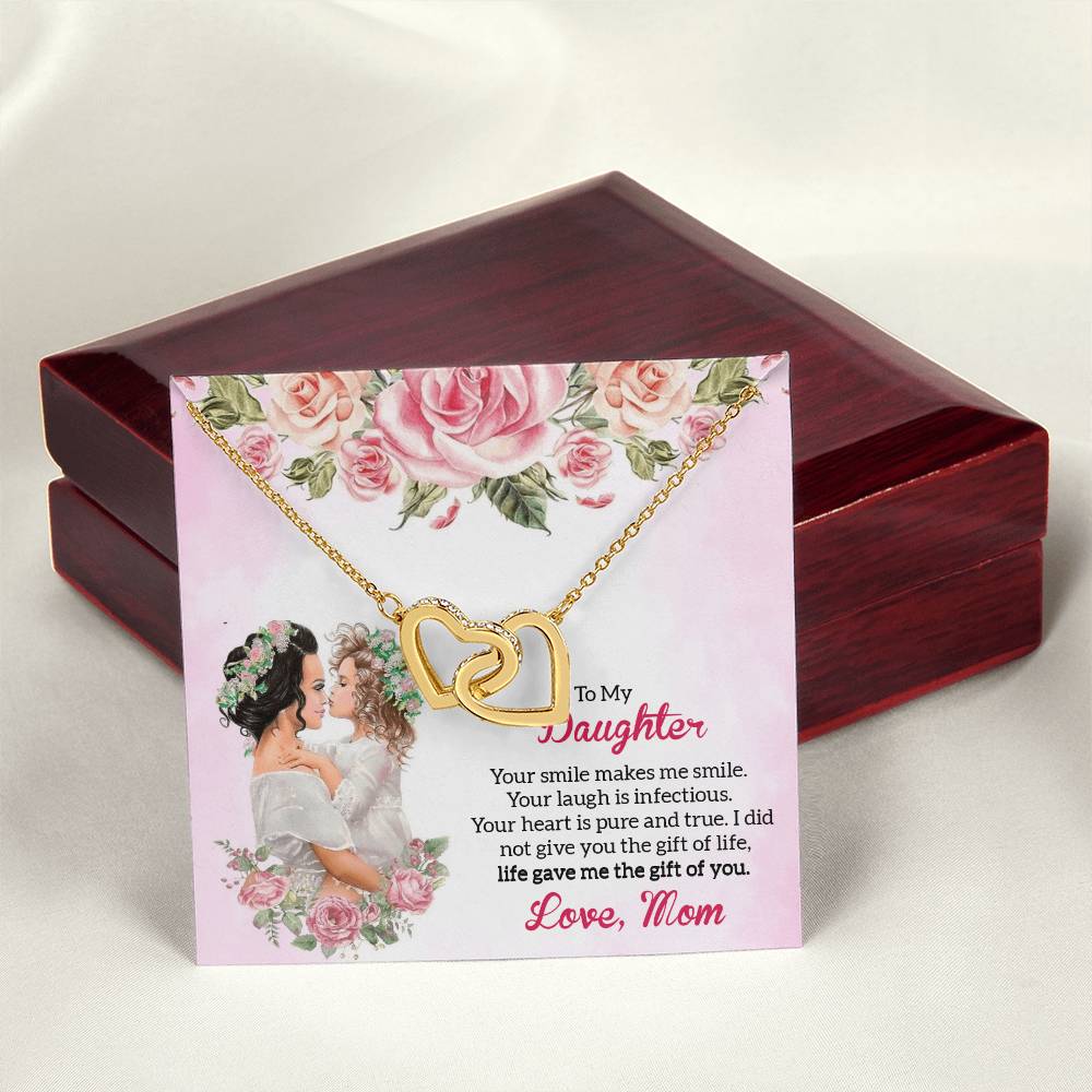 Forever Bonding Heart Necklace Gift Set - To My Daughter Interlocking Hearts Necklace