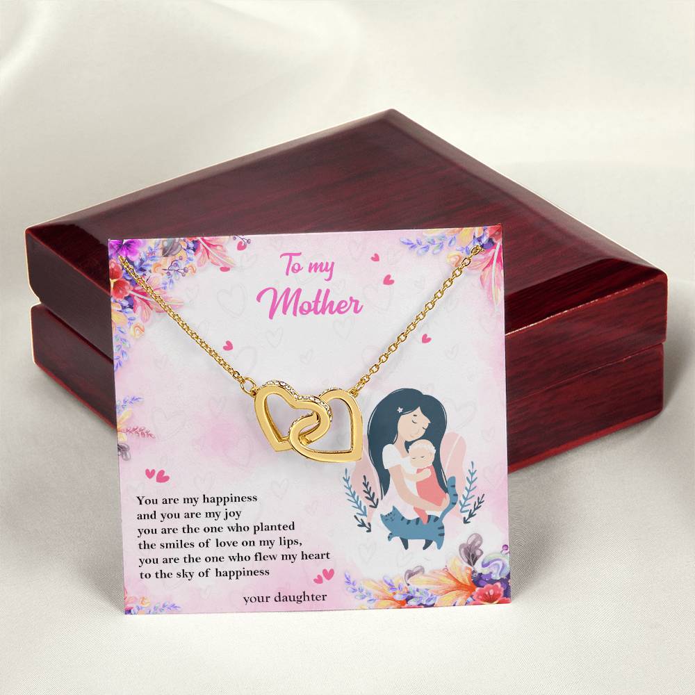 To My Mother - Two Hearts Interlocking Hearts Necklace