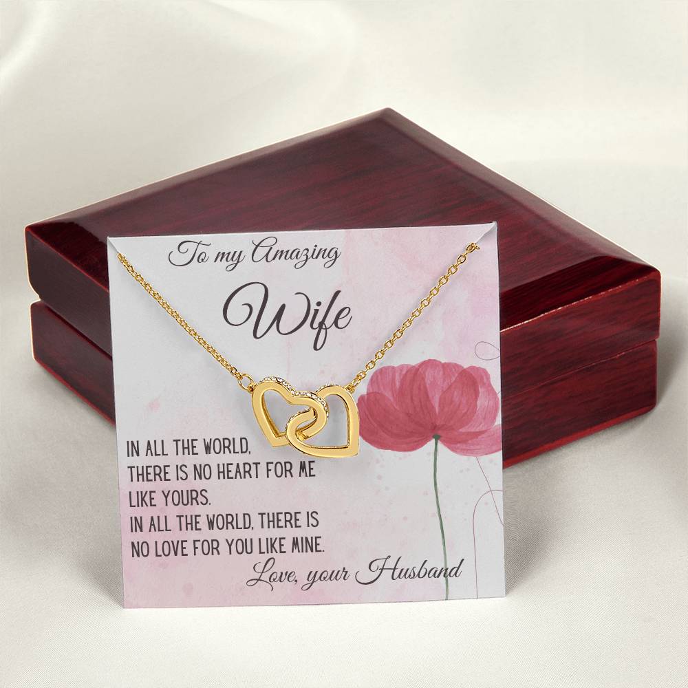 Gift For Wife There Is No Heart For Me Like Yours Interlocking Hearts Necklace