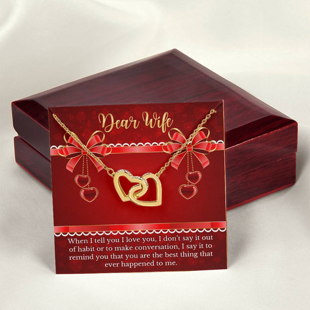 Gift For Wife - Anniversary Gift For Soulmate Interlocking Hearts Necklace