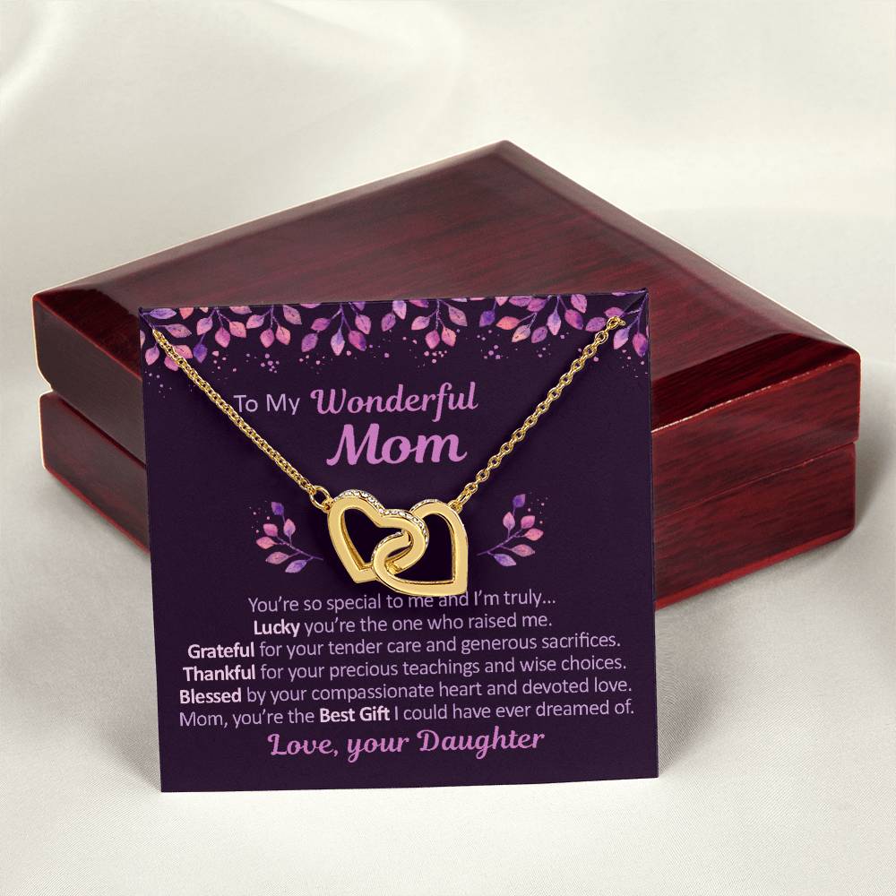 To My Mom - Grateful Thankful And Blessed - Necklace Interlocking Hearts Necklace
