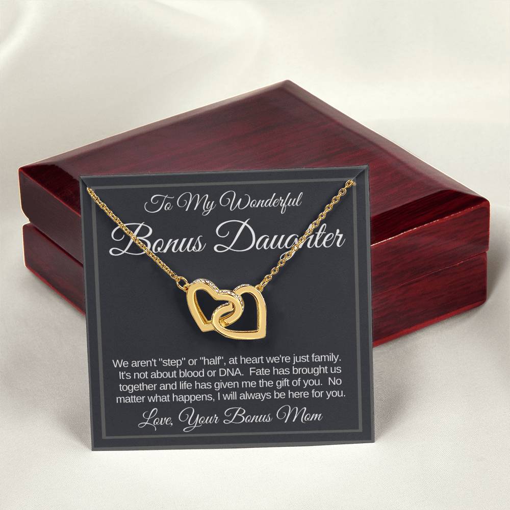 Bonus Daughter Linked Hearts Necklace Gift From Bonus Mom Interlocking Hearts Necklace