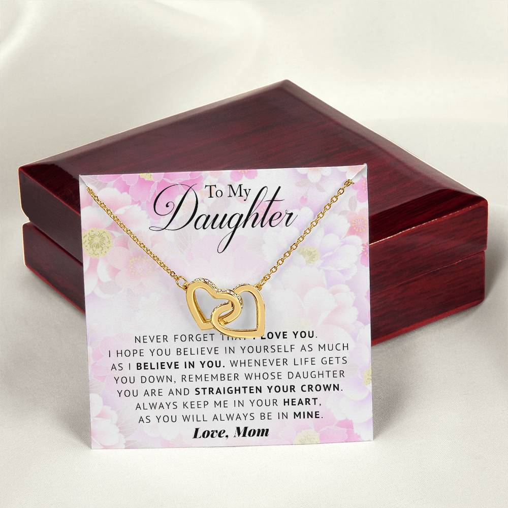 To My Daughter Interlocking Hearts Necklace