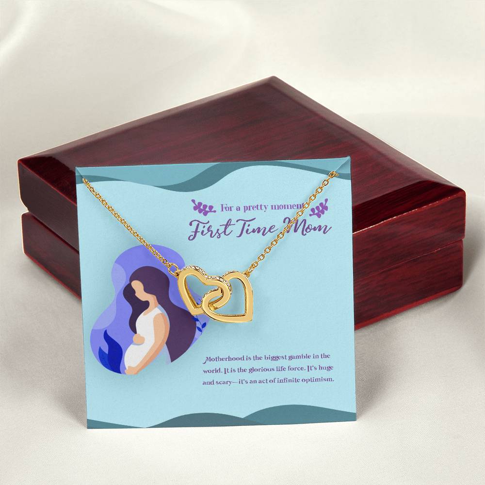 To My Mom The First Time Mommy Mother'S Day Mommy To Be Gift Pregnant Necklace Interlocking Hearts Necklace