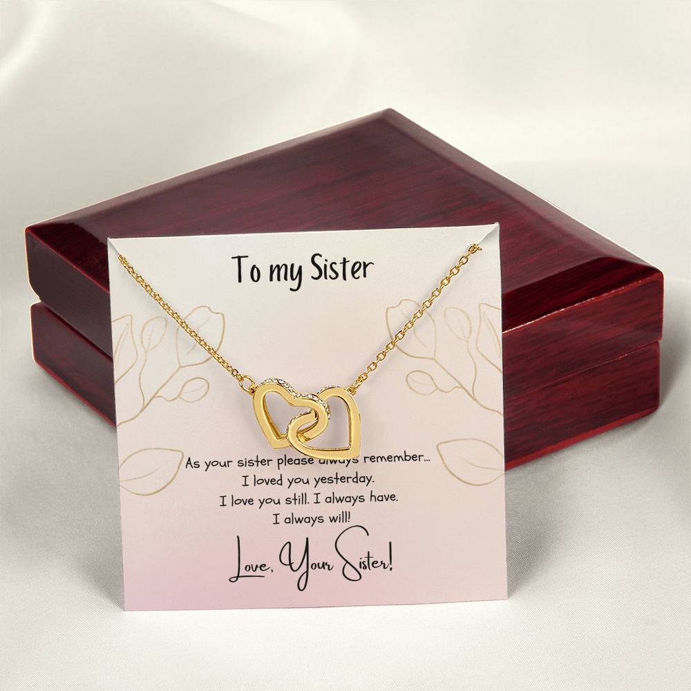 To My Sister Interlocking Hearts Necklace