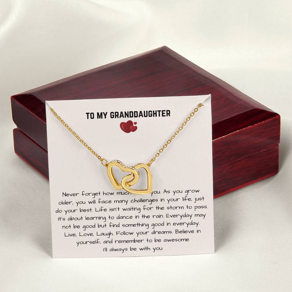 To My Granddaughter - I'Ll Always Be With You - Interlocking Heart Necklace Interlocking Hearts Necklace