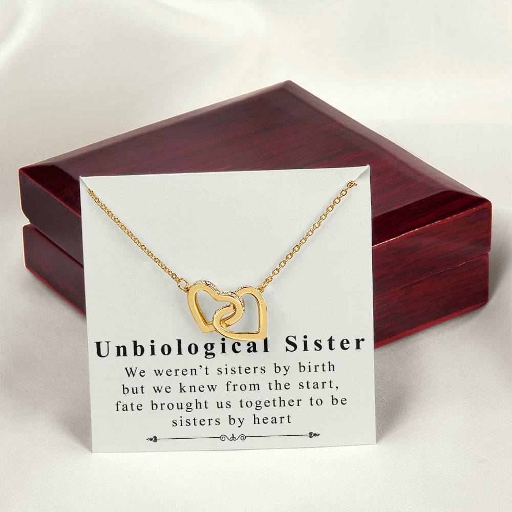 To Unbiological Sister - Interlocking Heart Necklace Interlocking Hearts Necklace