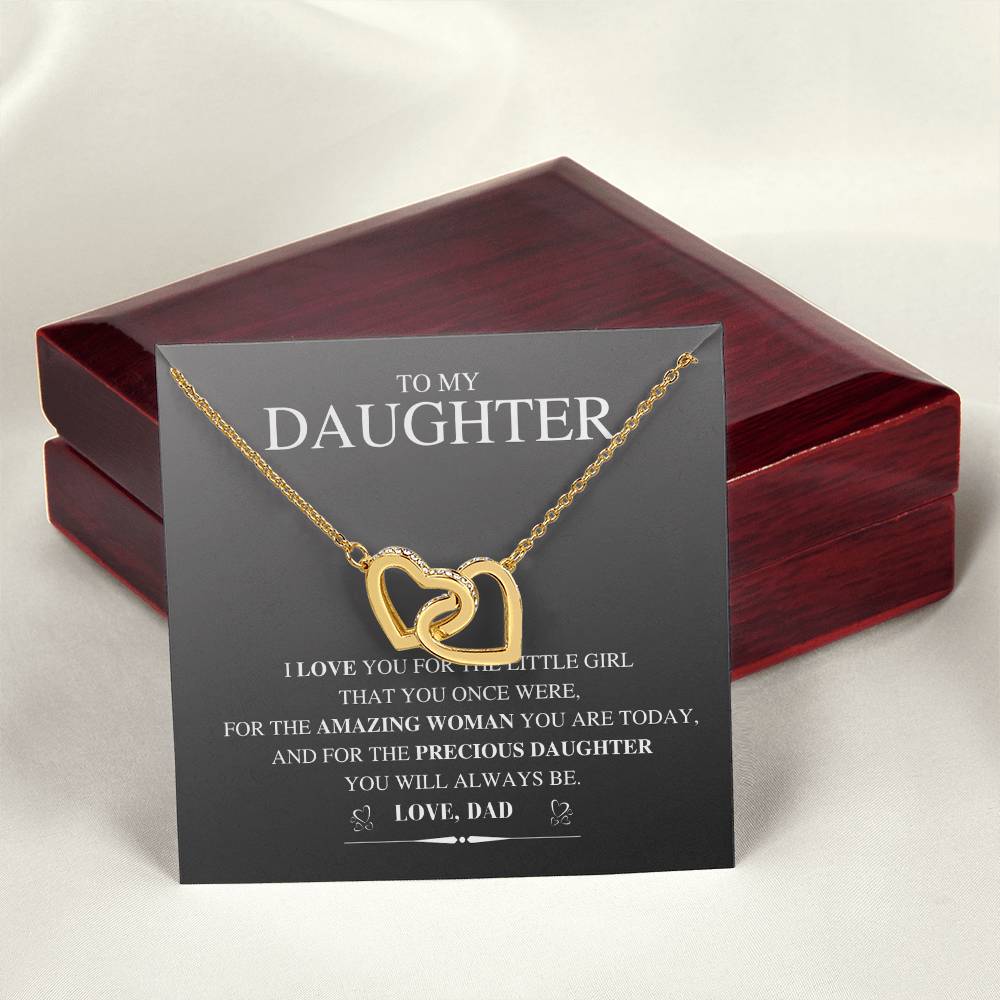 To My Daughter Necklace Gift From Dad Father Daughter Jewelry Gifts Birthday Gift For My Daughter Necklace Interlocking Hearts Necklace