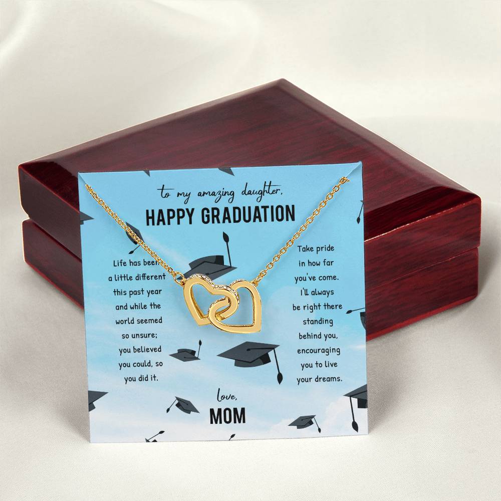 Graduation Gift For Daughter Single Pearl Necklace Personalized Graduation Jewelry For College Senior Graduation Graduation Gift For Her Interlocking Hearts Necklace