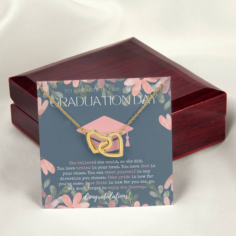 Graduation Gift Necklace For Daughter College Graduation Gift For Her High School Senior Graduation Mba Phd Master Class Of 2021 Interlocking Hearts Necklace