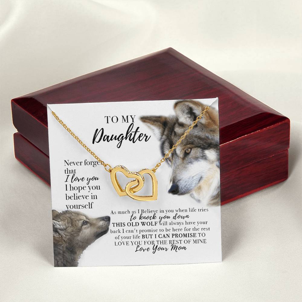 To My Daughter Necklace From Wolf Mom Interlocking Hearts Necklace