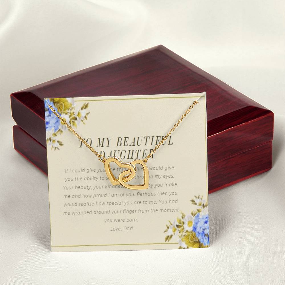 To My Daughter From Dad Interlocking Hearts Necklace Father To Daughter Gift Birthday Gift To Daughter From Dad Daughter Necklace